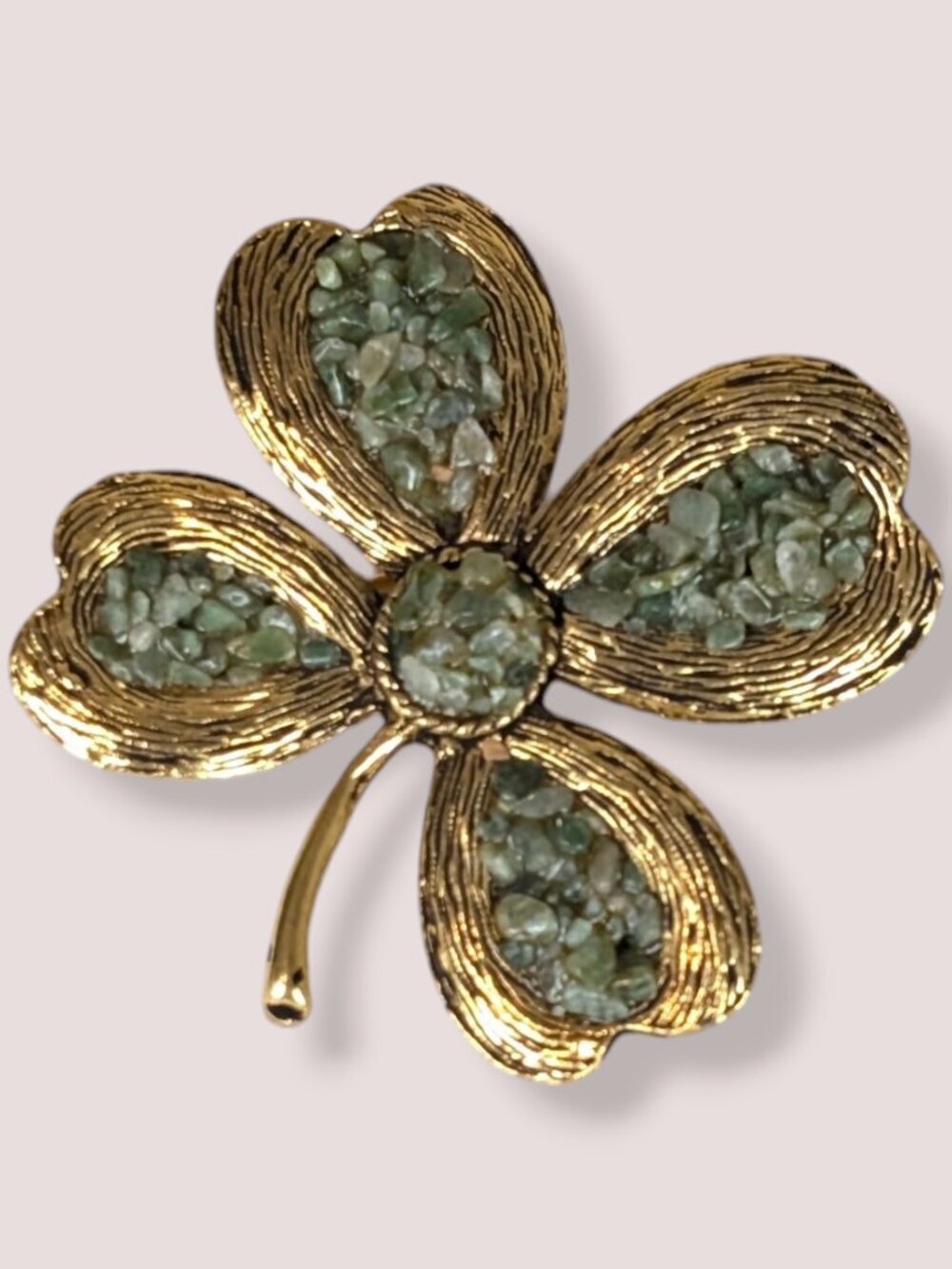 V. 4-Leaf Jade Chip Clover Brooch